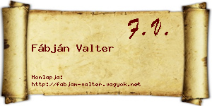 Fábján Valter névjegykártya